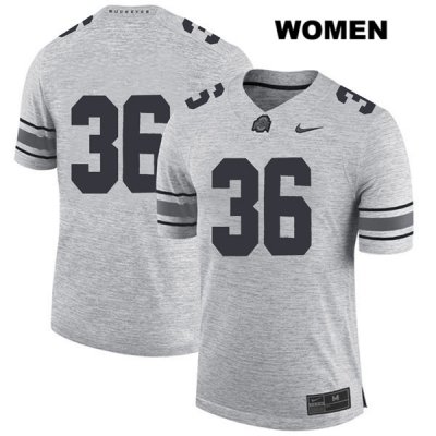 Women's NCAA Ohio State Buckeyes K'Vaughan Pope #36 College Stitched No Name Authentic Nike Gray Football Jersey EY20T76YS